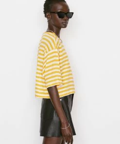 Cheapest β¨ Frame-denim Striped Boxy Crop Tee -- Kumquat Multi π₯ 11 Frame-denim Striped Boxy Crop Tee -- Kumquat Multi