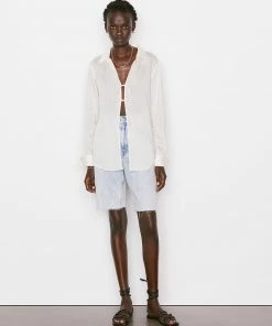 Frame-denim Delicate Tie Front Top -- Bone