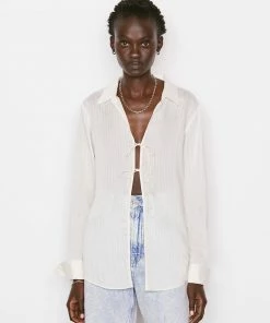 Frame-denim Delicate Tie Front Top -- Bone