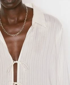 Frame-denim Delicate Tie Front Top -- Bone