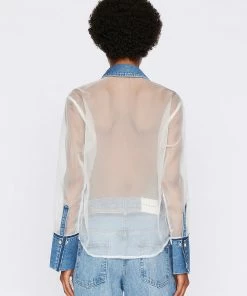 Wholesale β¨ Frame-denim Atelier Sheer Insert π Shirt -- Azul π© Women π 11 Frame-denim Atelier Sheer Insert Shirt -- Azul Women