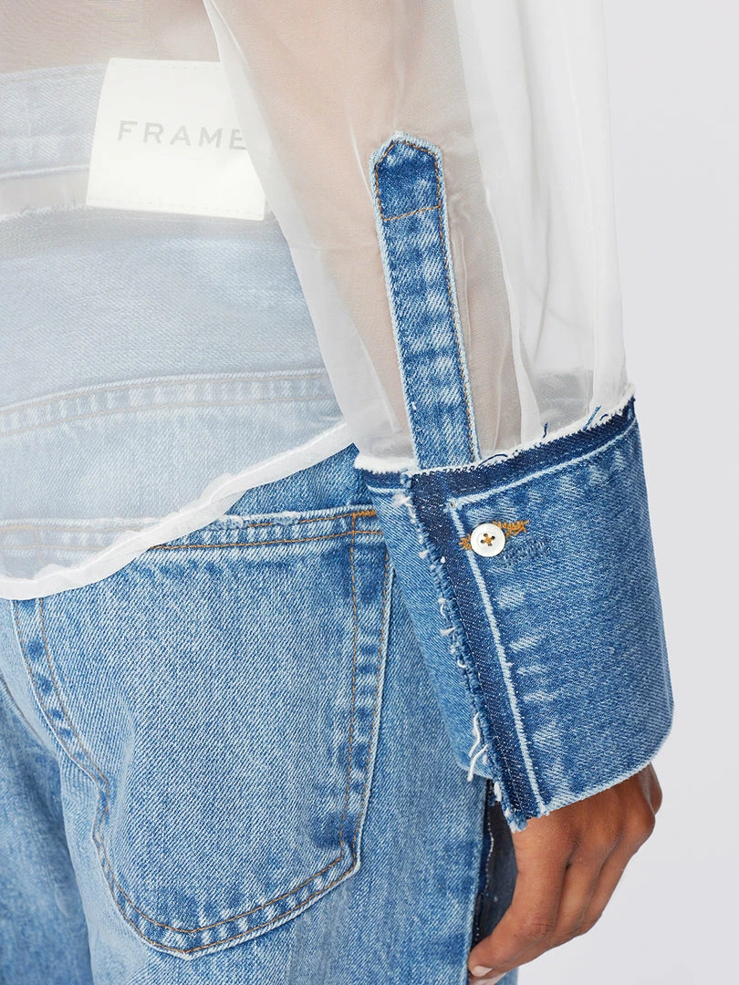 Wholesale β¨ Frame-denim Atelier Sheer Insert π Shirt -- Azul π© Women π 5 Frame-denim Atelier Sheer Insert Shirt -- Azul Women