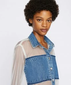 Wholesale β¨ Frame-denim Atelier Sheer Insert π Shirt -- Azul π© Women π 8 Frame-denim Atelier Sheer Insert Shirt -- Azul Women