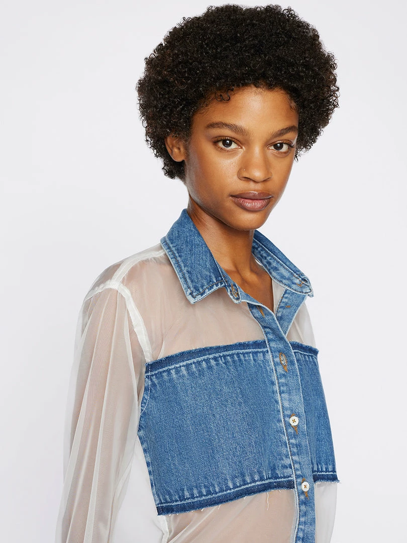 Wholesale β¨ Frame-denim Atelier Sheer Insert π Shirt -- Azul π© Women π 3 Frame-denim Atelier Sheer Insert Shirt -- Azul Women