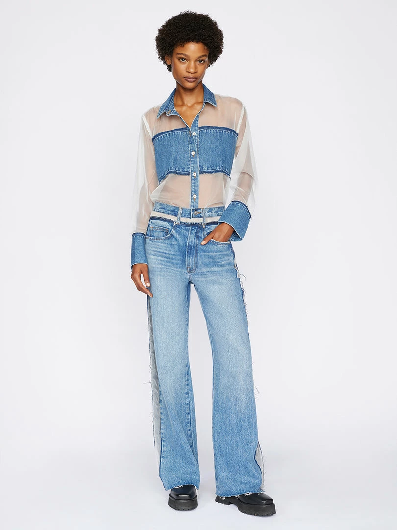 Wholesale β¨ Frame-denim Atelier Sheer Insert π Shirt -- Azul π© Women π 2 Frame-denim Atelier Sheer Insert Shirt -- Azul Women