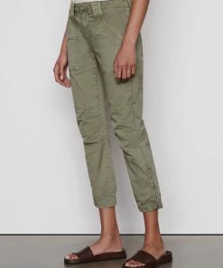 Frame-denim Women Banded Bottom Trapunto Moto Pant -- Washed Aloe
