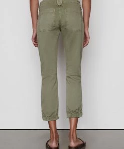 Frame-denim Women Banded Bottom Trapunto Moto Pant -- Washed Aloe