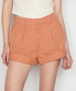 Frame-denim Women Fluid Twill Rolled Short -- Terracotta