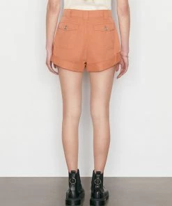 Frame-denim Women Fluid Twill Rolled Short -- Terracotta