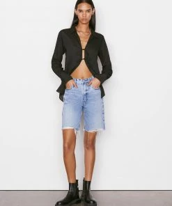 Frame-denim High Rise Bermuda -- Baines Rips Women