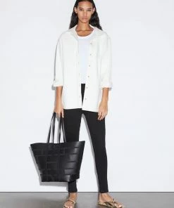 Frame-denim Women Plaque Cut Out Tote -- Noir