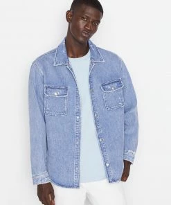 Frame-denim Men Denim Shirt Jacket -- Indigo Shred