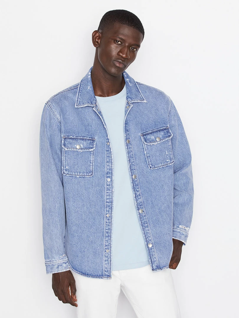 Brand new β Frame-denim Men Denim π Shirt Jacket -- Indigo Shred π 1 Frame-denim Men Denim Shirt Jacket -- Indigo Shred