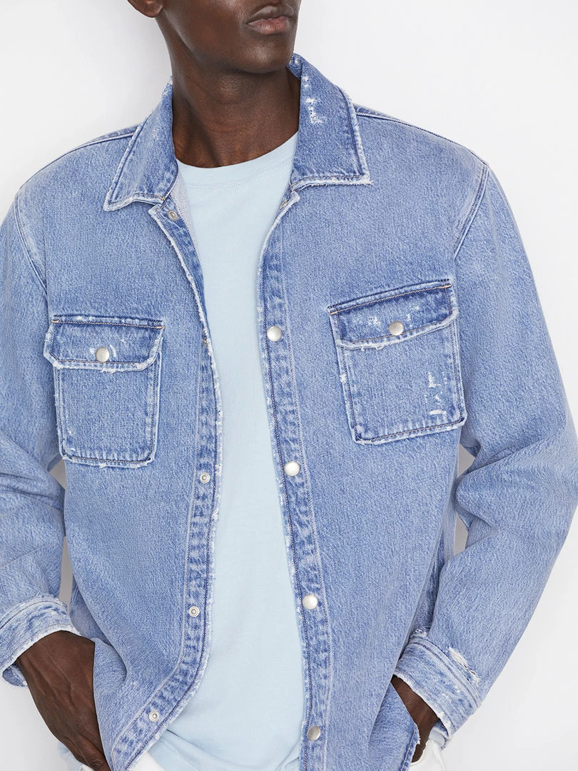 Brand new β Frame-denim Men Denim π Shirt Jacket -- Indigo Shred π 3 Frame-denim Men Denim Shirt Jacket -- Indigo Shred