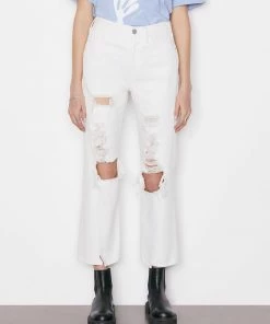Frame-denim Women Le Jane Crop Mini Slit -- Rumpled Blanc Destruct