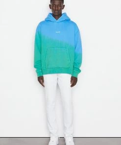 Frame-denim Frame Tiedye Hoodie Sweatshirt -- Le Blue / Pop Green