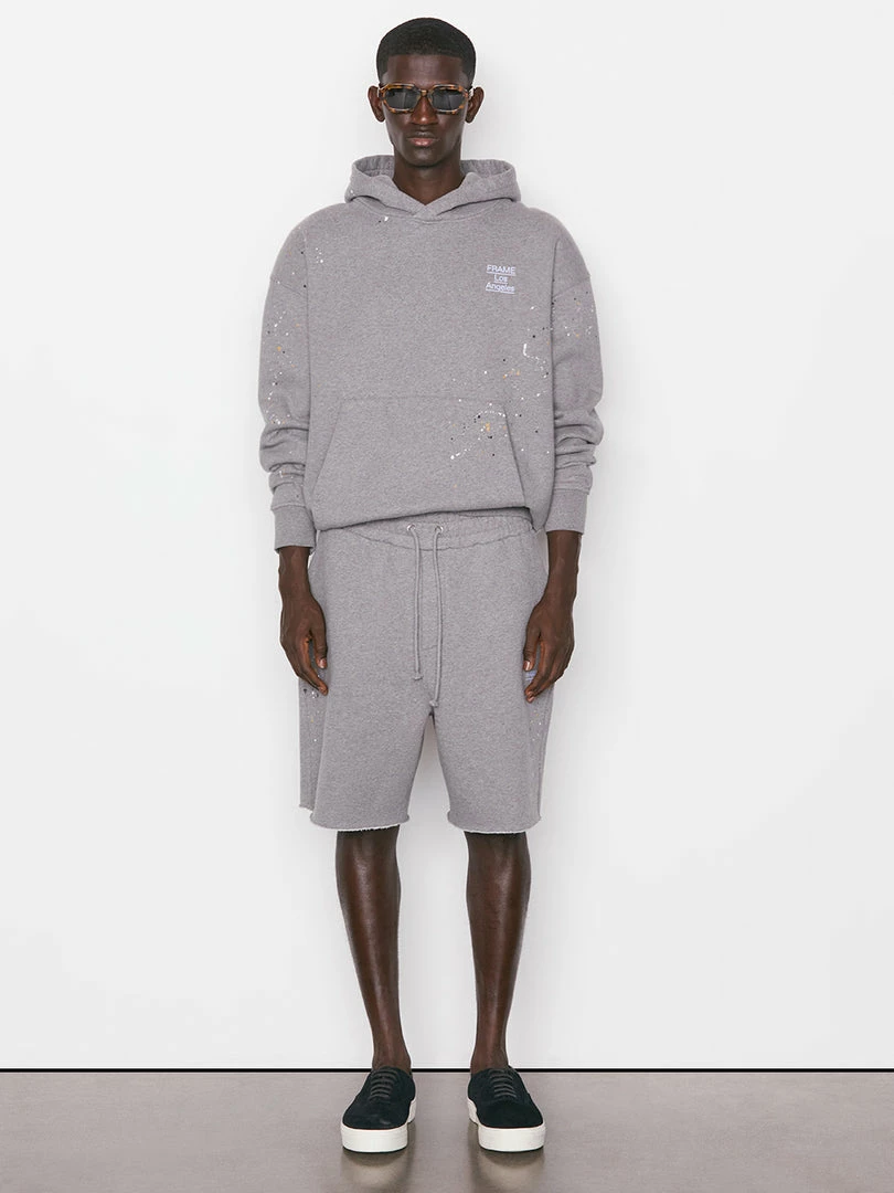 New π Frame-denim Logo Splash Paint Sweatshort -- Grey Melange π 2 Frame-denim Logo Splash Paint Sweatshort -- Grey Melange