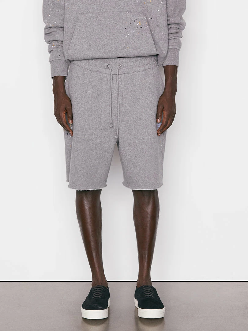 New π Frame-denim Logo Splash Paint Sweatshort -- Grey Melange π 1 Frame-denim Logo Splash Paint Sweatshort -- Grey Melange