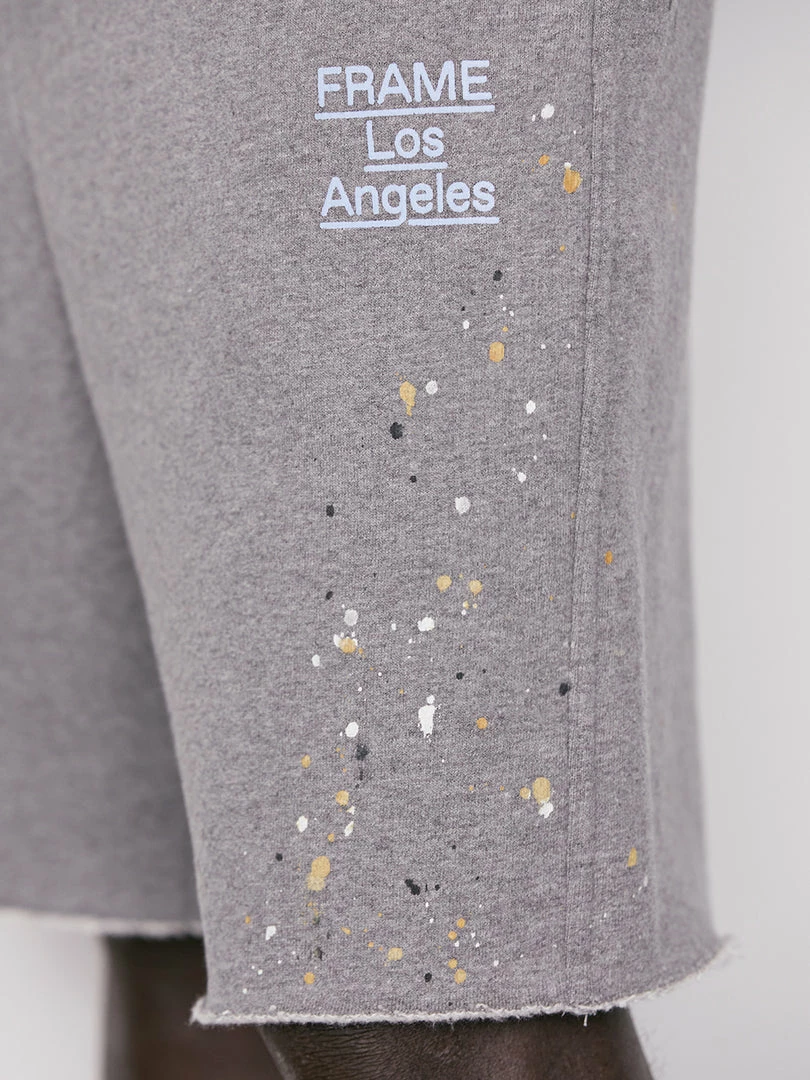 New π Frame-denim Logo Splash Paint Sweatshort -- Grey Melange π 6 Frame-denim Logo Splash Paint Sweatshort -- Grey Melange