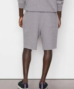 New π Frame-denim Logo Splash Paint Sweatshort -- Grey Melange π 17 Frame-denim Logo Splash Paint Sweatshort -- Grey Melange