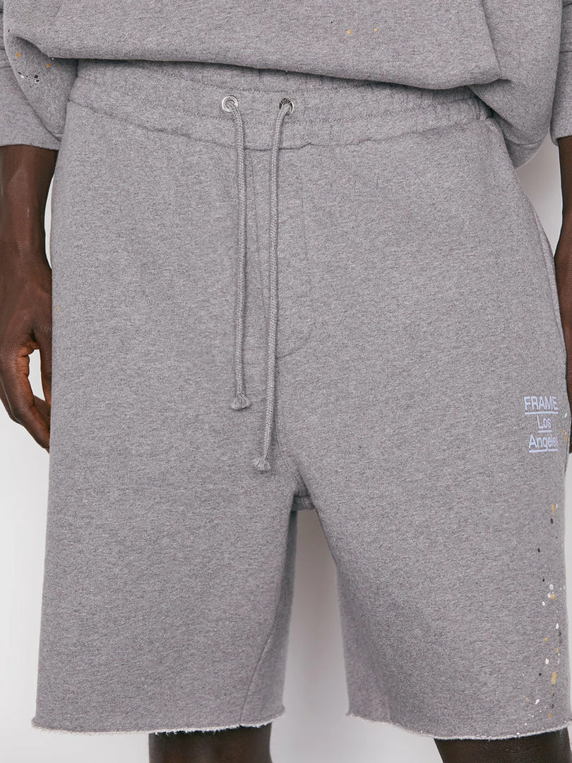 New π Frame-denim Logo Splash Paint Sweatshort -- Grey Melange π 3 Frame-denim Logo Splash Paint Sweatshort -- Grey Melange