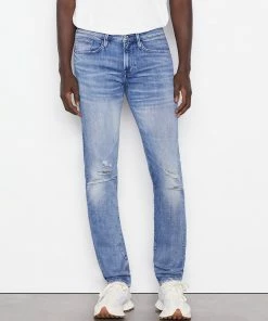 Frame-denim Men L'Homme Slim Degradable -- Blue Wave Rips