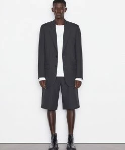 Frame-denim Italian Wool Trouser Short -- Shadow Grey Men