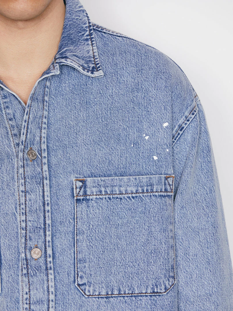 Flash Sale π Frame-denim Men Oversized Denim π Shirt -- Blue Washed π― 7 Frame-denim Men Oversized Denim Shirt -- Blue Washed