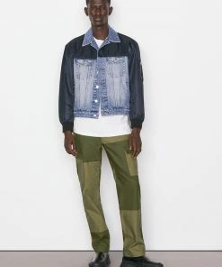 Frame-denim Denim And Nylon Bomber -- Blue Indigo/Noir Nylon