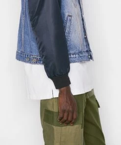 Frame-denim Denim And Nylon Bomber -- Blue Indigo/Noir Nylon