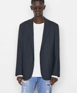 Frame-denim Unstructured Wool Blazer -- Dark Navy Men