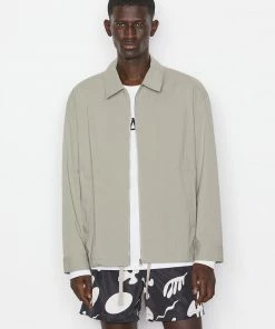 Frame-denim Poplin Coach Jacket -- Grey Green Men