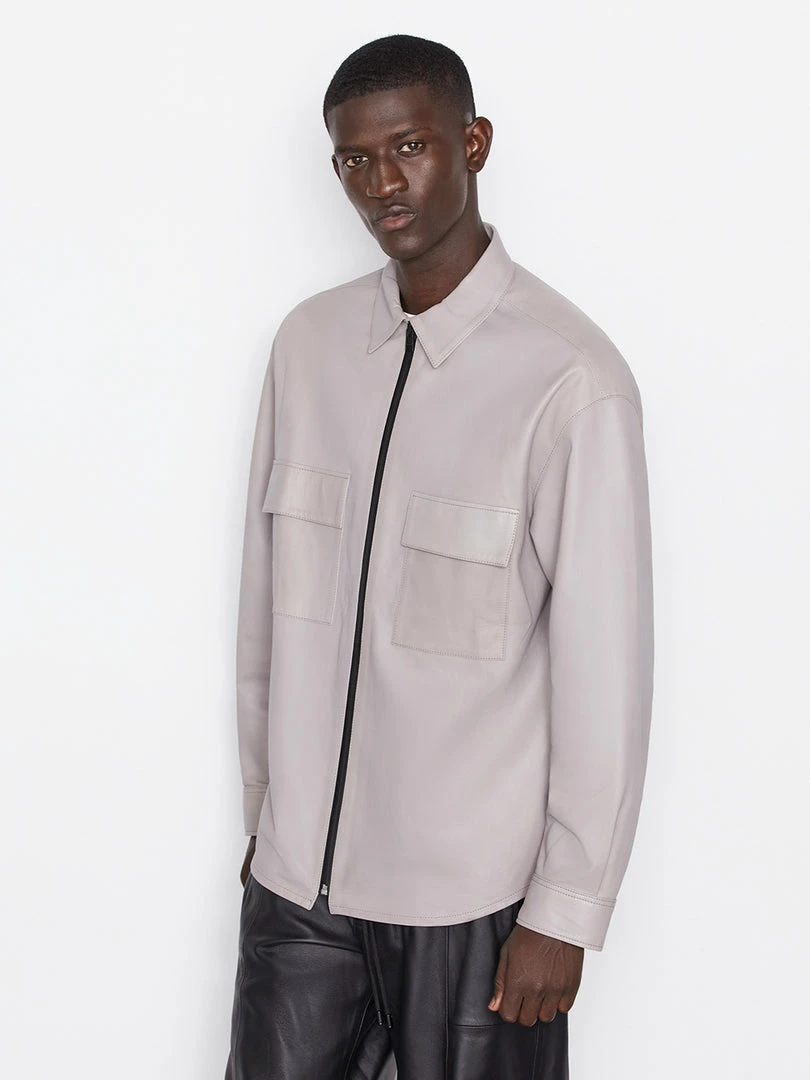 Cheap β¨ Frame-denim Modern Leather Long Sleeve Zip π Shirt -- Canvas Beige π 4 Frame-denim Modern Leather Long Sleeve Zip Shirt -- Canvas Beige