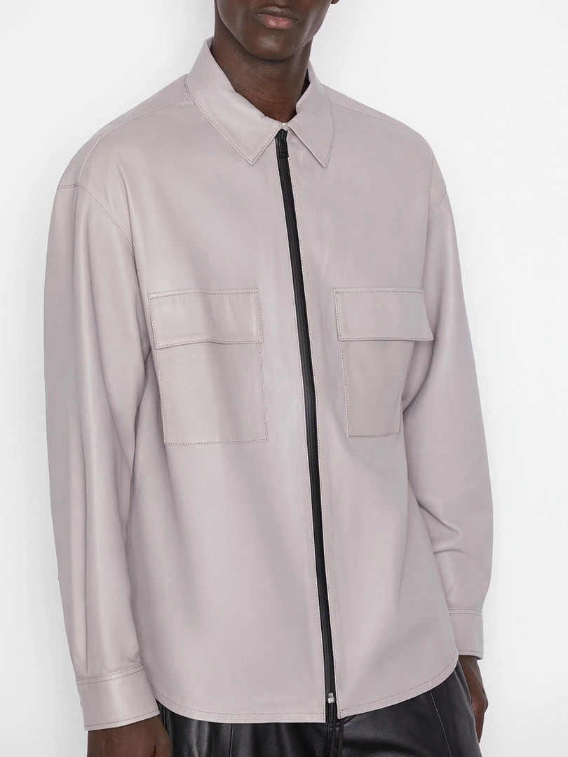 Cheap β¨ Frame-denim Modern Leather Long Sleeve Zip π Shirt -- Canvas Beige π 3 Frame-denim Modern Leather Long Sleeve Zip Shirt -- Canvas Beige