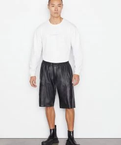 Frame-denim Men Bonded Leather Short -- Noir
