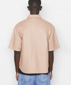 Frame-denim Modern Leather Short Sleeve Zip Shirt -- Brick Men