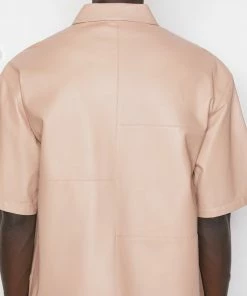 Frame-denim Modern Leather Short Sleeve Zip Shirt -- Brick Men