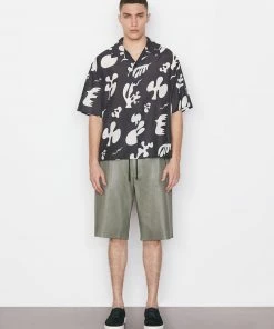 Frame-denim Bonded Leather Short -- Grey Green