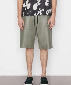 Frame-denim Bonded Leather Short -- Grey Green