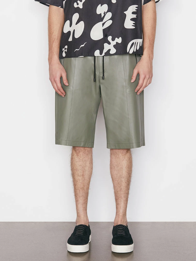 Outlet π€© Frame-denim Bonded Leather Short -- Grey Green π 1 Frame-denim Bonded Leather Short -- Grey Green