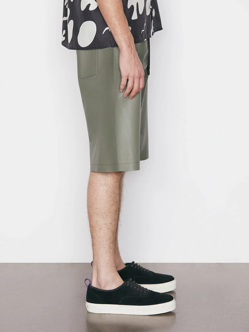 Outlet π€© Frame-denim Bonded Leather Short -- Grey Green π 3 Frame-denim Bonded Leather Short -- Grey Green