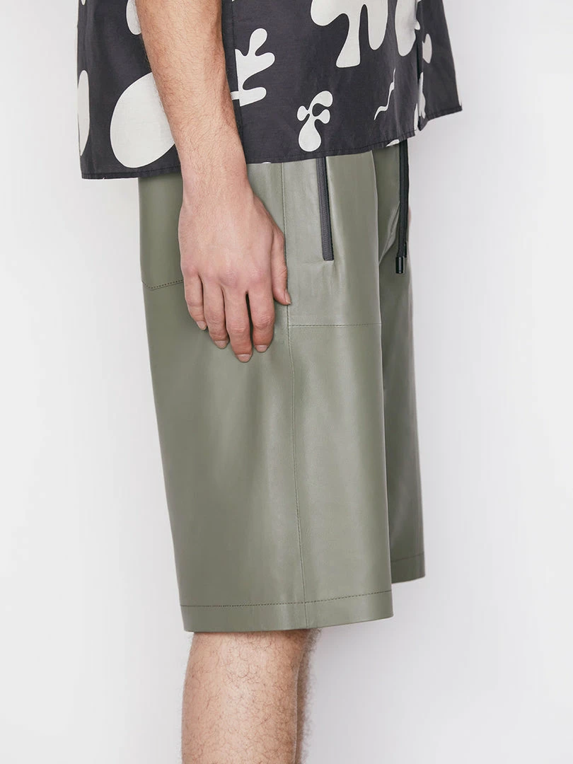 Outlet π€© Frame-denim Bonded Leather Short -- Grey Green π 4 Frame-denim Bonded Leather Short -- Grey Green