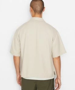 Frame-denim Men Short Sleeve Woven Shirt -- Milk Beige