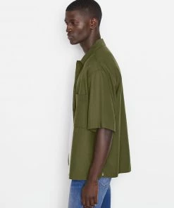 Frame-denim Short Sleeve Woven Shirt -- Rifle Green