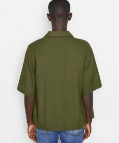 Frame-denim Short Sleeve Woven Shirt -- Rifle Green