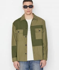 Frame-denim Tonal Patchwork Shirt -- Rifle Green Men
