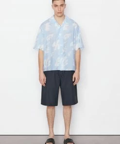Frame-denim Men Short Sleeve Summer Shirt -- Powder Blue Print