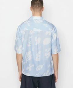Frame-denim Men Short Sleeve Summer Shirt -- Powder Blue Print