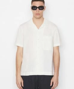 Frame-denim Men Short Sleeve Camp Collar Shirt -- Milk