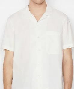 Frame-denim Men Short Sleeve Camp Collar Shirt -- Milk